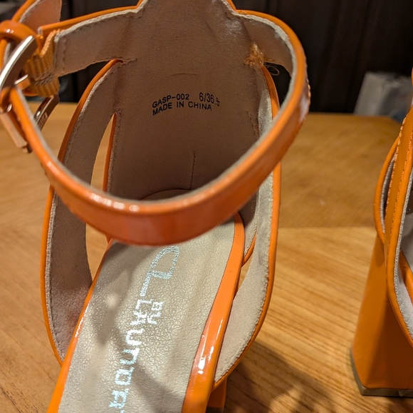Orange Block Heel Sandals - Picture 4 of 16